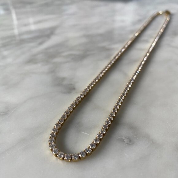 18k gold tennis necklace - Picture 3 of 3